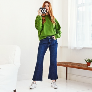 uniqlo high rise skinny flare ankle jeans