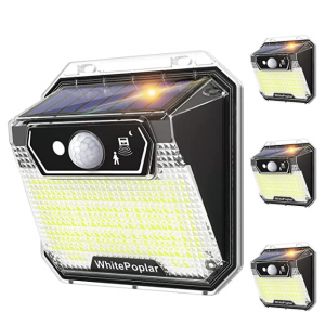 whitepoplar太阳能运动感应led灯4个装amazon