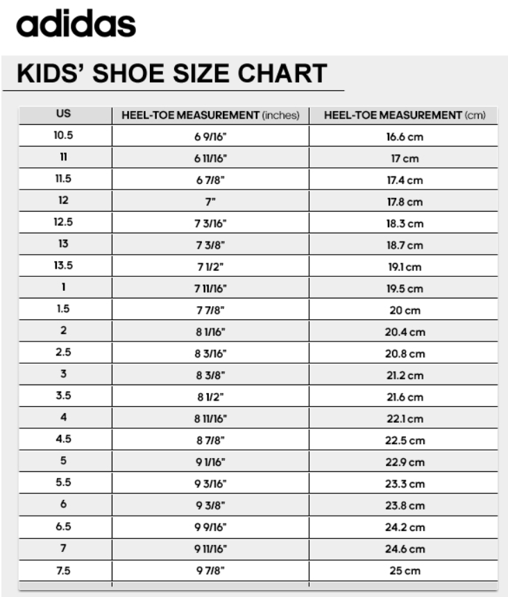adidas us 7 in cm