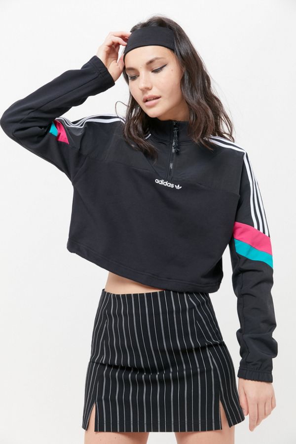 adidas cropped zip up track top