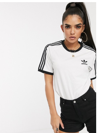 Adidas Originals Adicolor Three Stripe T Shirt In White Sale Asos