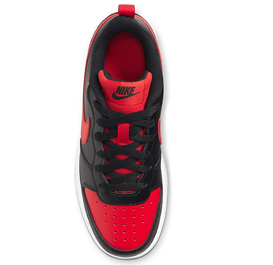 off broadway shoes官网 nike court borough 2 大童款黑红复古低帮